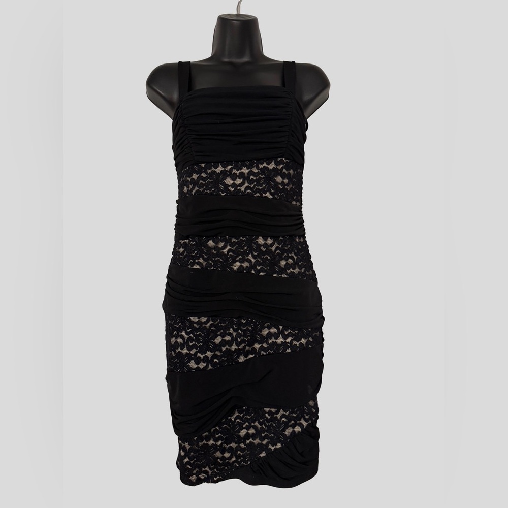 Valerie Bertinelli Black Lace Mini Dress